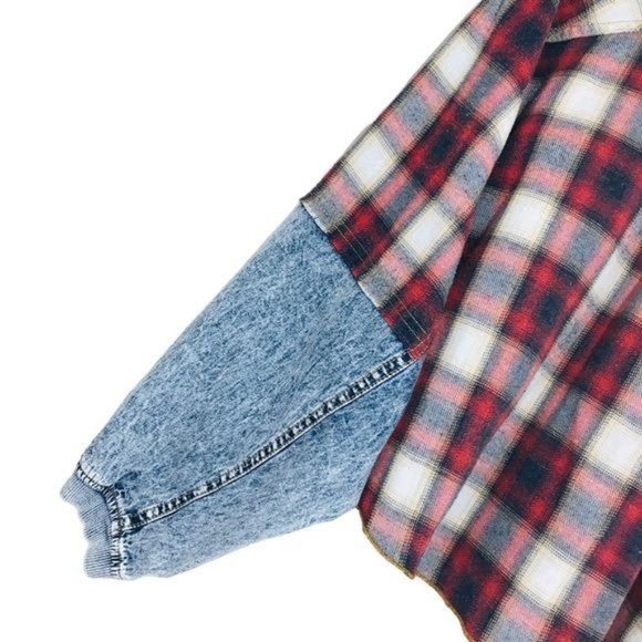 PROMESA Denim and Plaid Crop Pullover Jacket Size Large - Picture 6 of 8